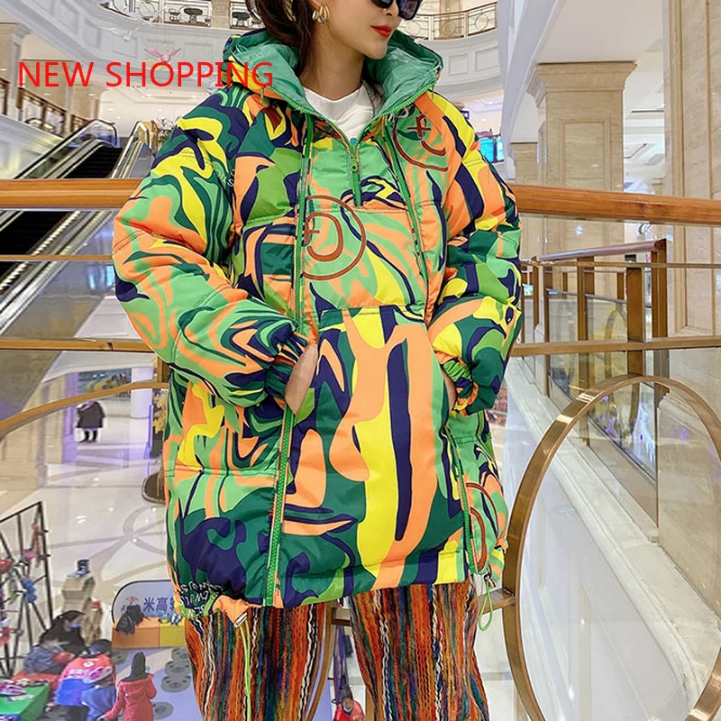 2021 Winter Outfits Women's Jacket Hooded Parka Down Cotton Coat Double Zipper Glossy Padded Jackets Casual Warm Outwear Parkas