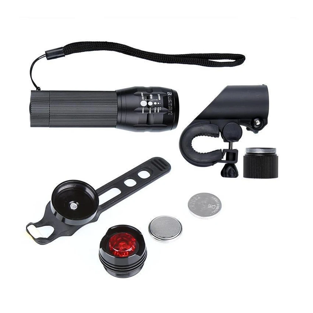 

MTB Telescopic Focusing Super Bright Bicycle Headlight Flashlight + Tail Light Bicycle Light Road Mountain Bike Accessories