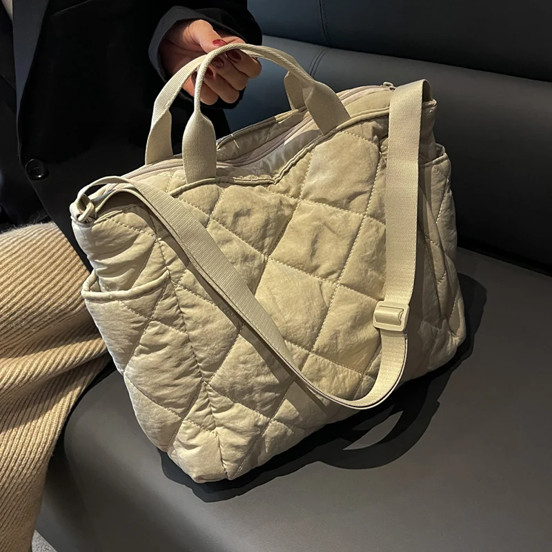 

Вместительные тканевые сумки через плечо для женщин, новинка 2023, трендовая зимняя модная большая сумка-тоут, сумки для покупок