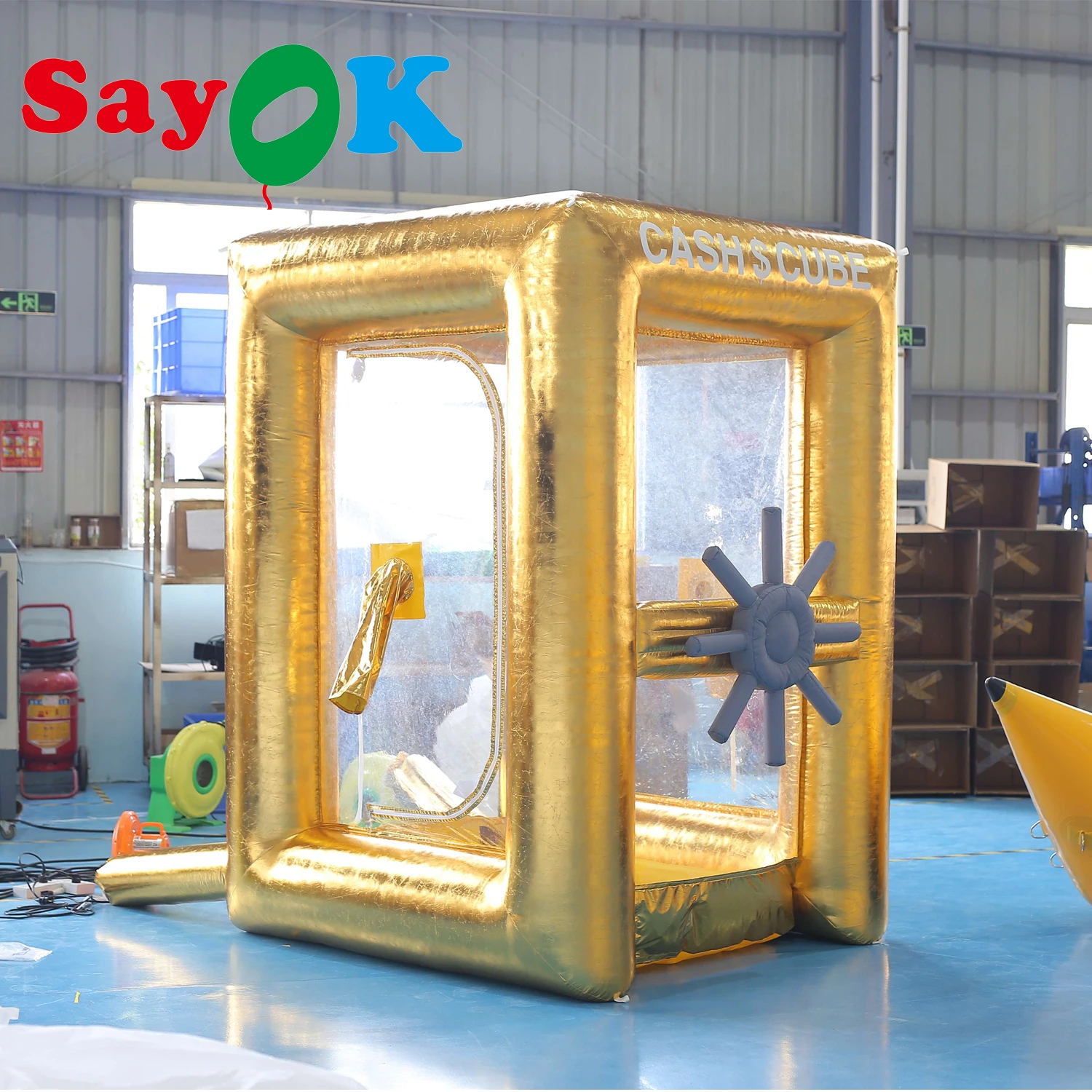SAYOK Inflatable Cash Cube Booth Inflatable Money Grab Machine for Business Advertising Event Promotion(NO BLOWERS Included)