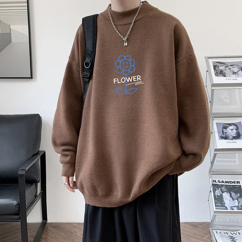 Свитер мужской с забавным цветочным принтом размеры до 5XL