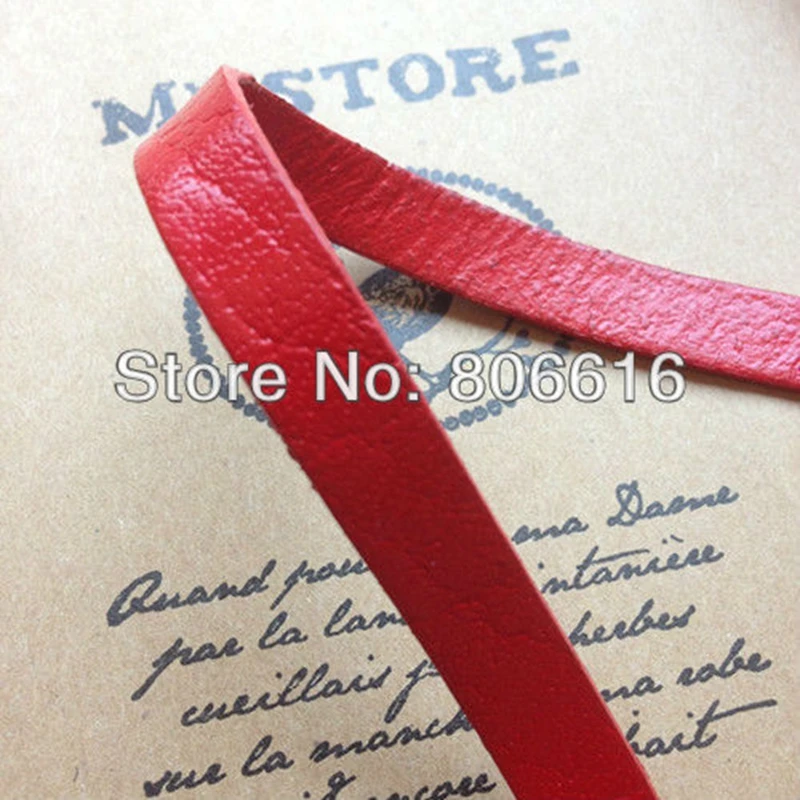 10 мм, 10 м-1 комплект, красные двухсторонние плоские шнуры из 100% натуральной кожи, веревки для ювелирных изделий