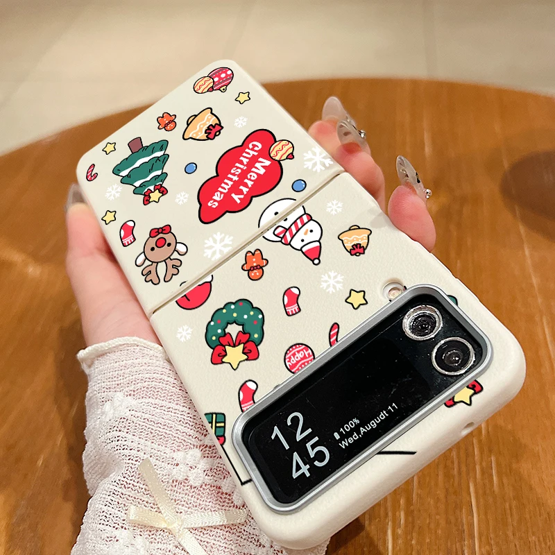 Для Samsung Galaxy Z Flip6 Flip5 Flip4 Чехол с Рождеством и рисунком Магнитный силиконовый