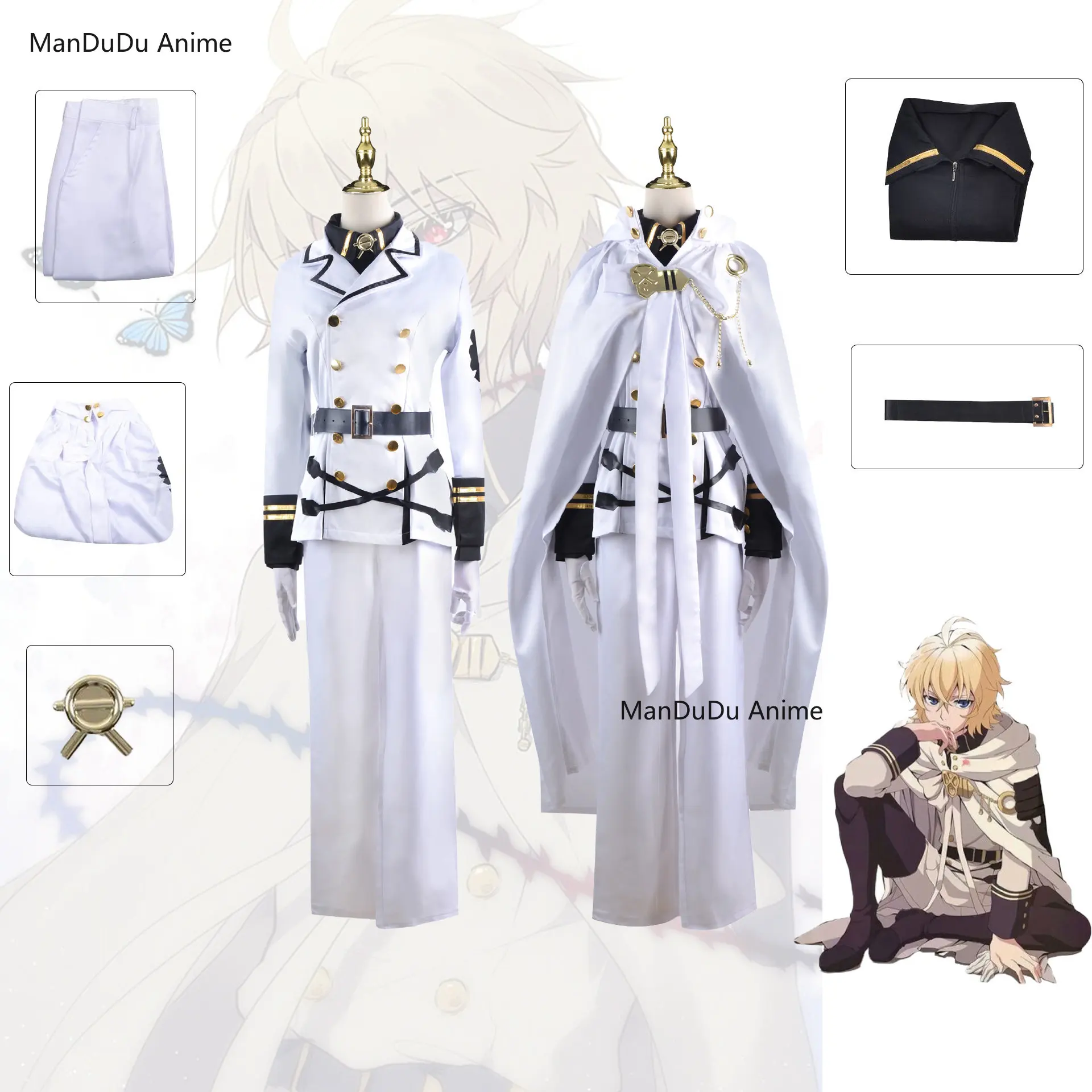 

Seraph of the End Cosplay Вампирское царство Hyakuya Mikaela Косплей Костюм Или парик женщина на Хеллоуин