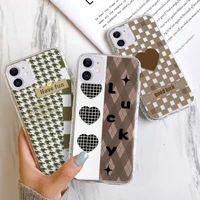 ins love heart phone case for iphone 13 12 pro max mini x xr xs max 7 8 plus classic plaid cover iphone 11 pro max case for girl