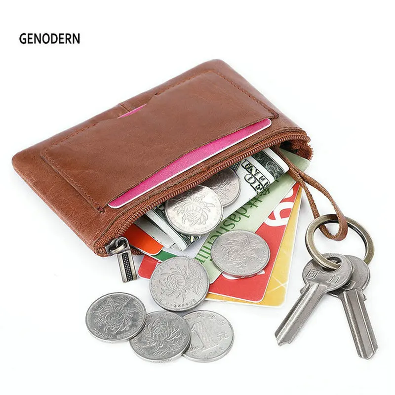 

Модный новый кошелек GENODERN с RFID-защитой и кольцом для ключей, держатель для карт, миниатюрный кошелек из натуральной кожи для женщин и мужчин, тонкие Кошельки для монет