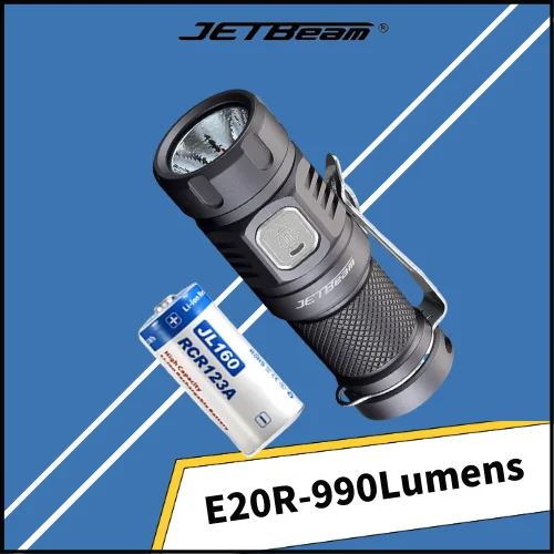 

JETBeam E20R LED Flashlight 990 Lumens USB Rechargeable Use SST40 N4 BC Led With 16340 Battery High-power Fashlight