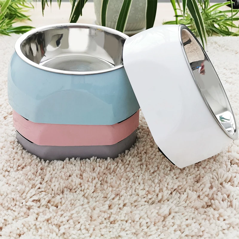 

Pet Feeding Bowls Stainless Steel Two-In-One Dog Bowl Puppy Cat Food Bowl Durable Cats Feeder Supplies for Pets Accessories