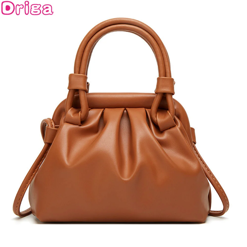 

Female Handbags 2023 New Cloud Shoulder Bags Fold Simple Diagonal Crossbody Bags Pu Leather Casual Dumplings Bags