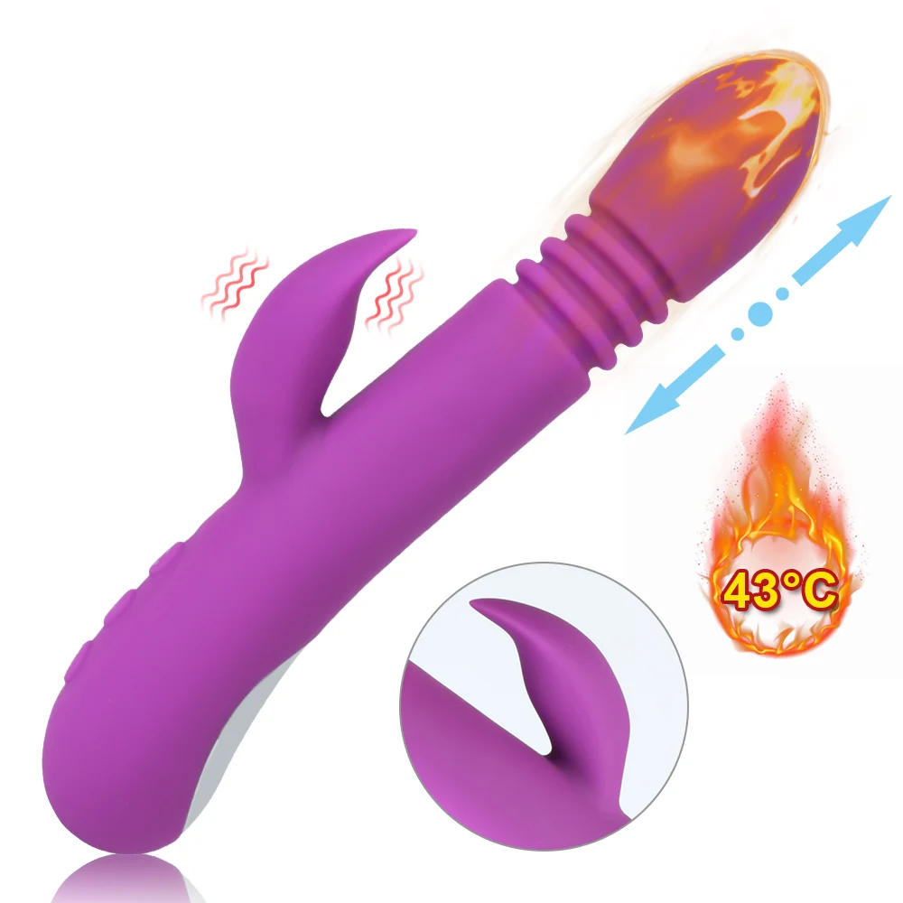

Dual Vagina Clitoris Stimulate Female Masturbation Sex Toys for Women G Spot Vagina Massager Heating Telescopic Dildo Vibrator