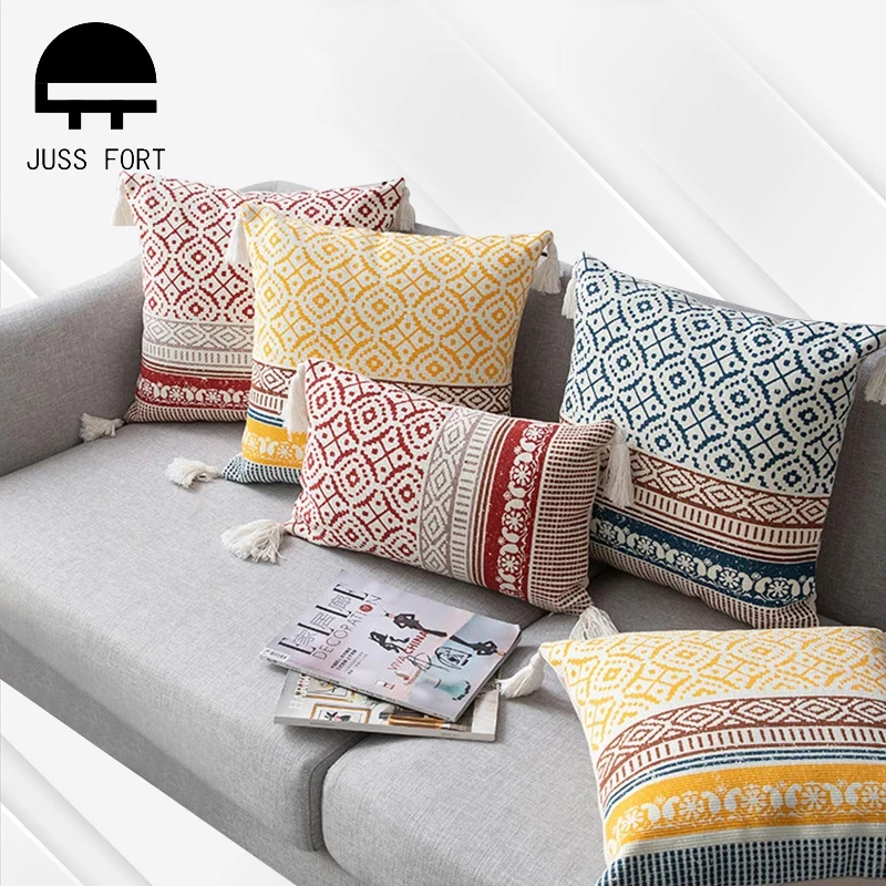 

50x50cm/45x45cm/30x50cm Print soft Cushion Covers Nordic Moroccan ins style throw pillowcase Tassel Decor waist pillows Cover