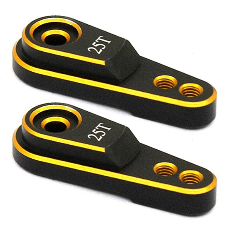 

2X Hard Aluminum Alloy 25T M3 Steering Link Servo Arm Horn For 1/10 RC Crawler Traxxas TRX4 Metal Upgrade Parts,Gold