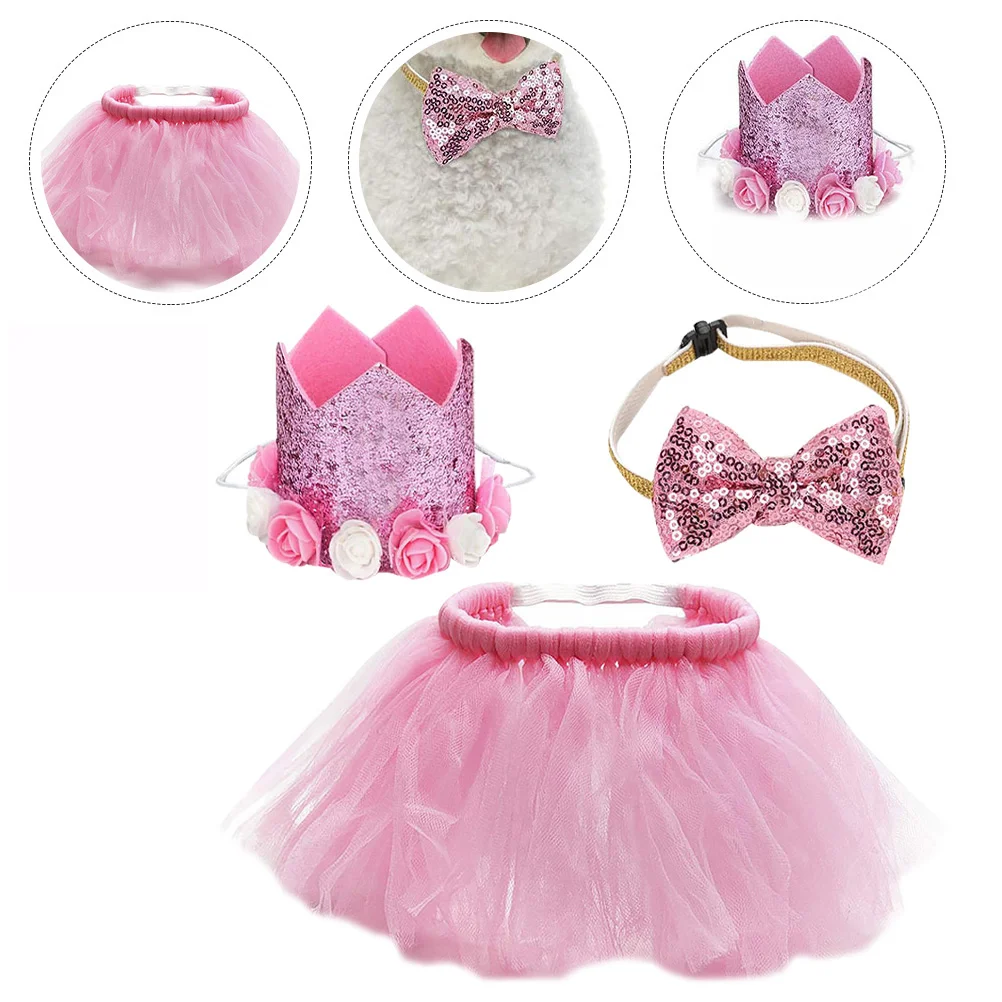 

Dog Birthday Party Decoration Pet Outfit Skirt Tie Dress Supplies Bow Girl Costume Scarf Puppy Outfits Set Decor Dresses Kit Hat