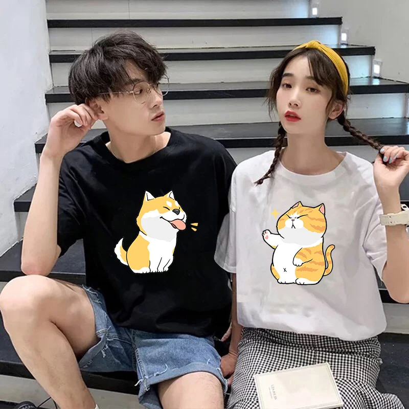 

Kawaii Couple Tshirt Summer Cute Cartoon Couple Graphic Tshirts Unisex Casual T Shirt Clothes Couple Top
