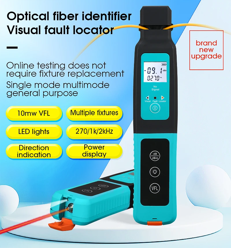 

Оптический идентификатор для оптоволокна COMPTYCO, оптический идентификатор для оптоволокна под напряжением со встроенным визуальным определителем неисправности 10 мВт 800-1700 нм SM ММ