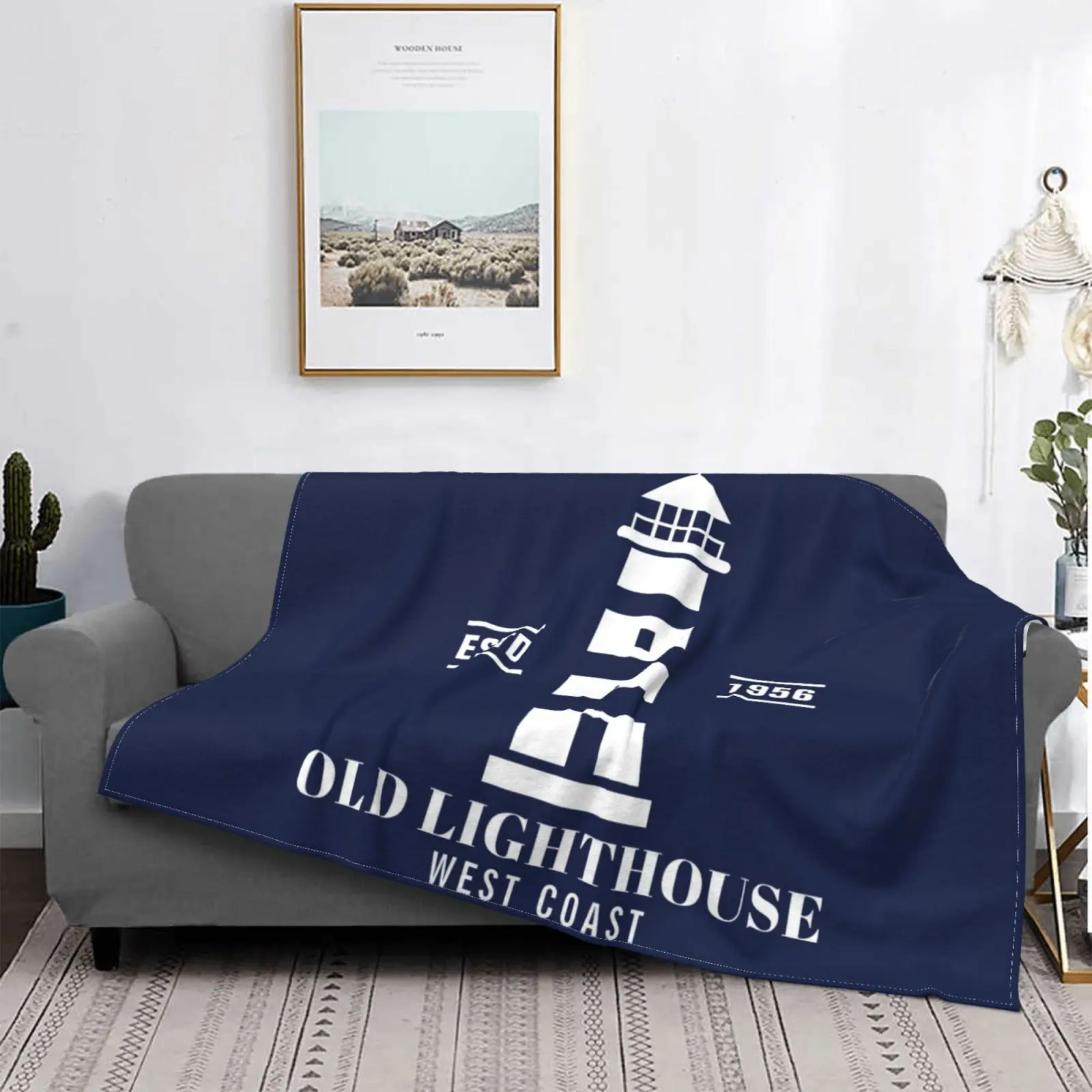 

Blue Nautical Upholstery Lighthouse Blanket Bed Blanket Soft Flannel Blanket Lunch Break Blanket Sofa Blanket Customizable
