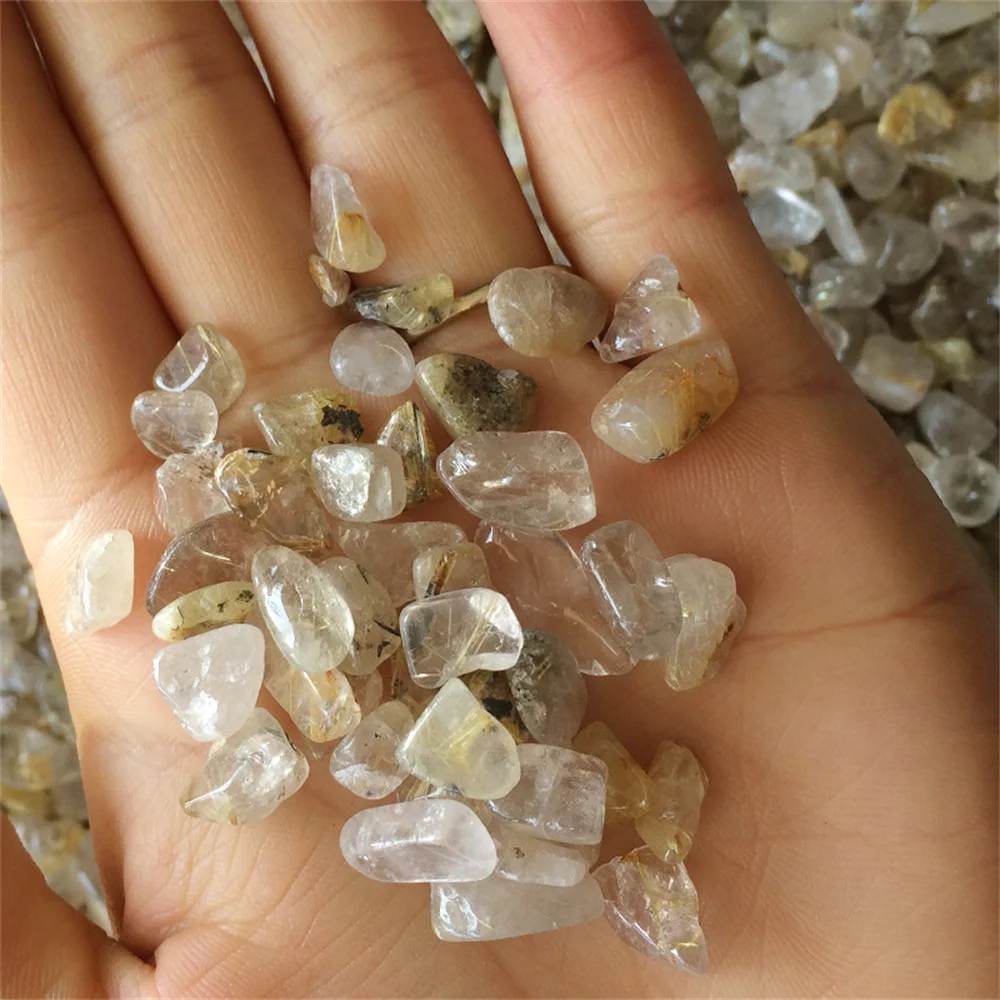 500 г натуральные камни гравий бриллиантовый минеральный кварц рутилированные