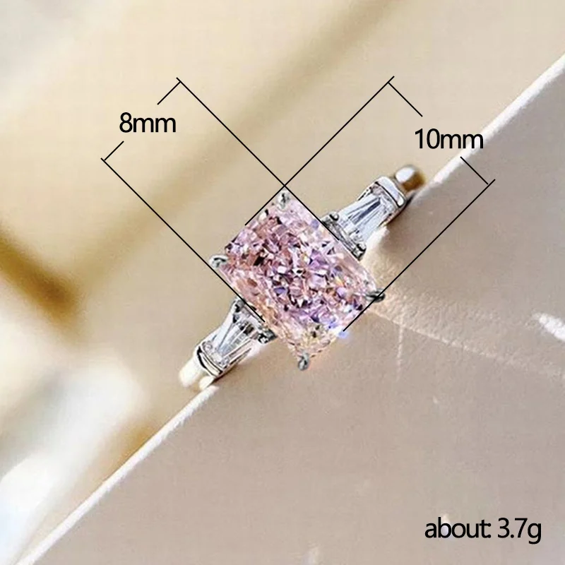 

Huitan Gorgeous Square Pink Cubic Zirconia Ring for Women Temperament Sweet Girls Engagement Rings Exquisite Gift Trendy Jewelry