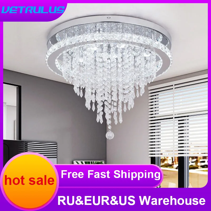 

Luxury Crystal Smart Led Ceiling Lamp Modern Chandelier Pendant Light Living Room Remote Control Fixture Home Decor Luminaire