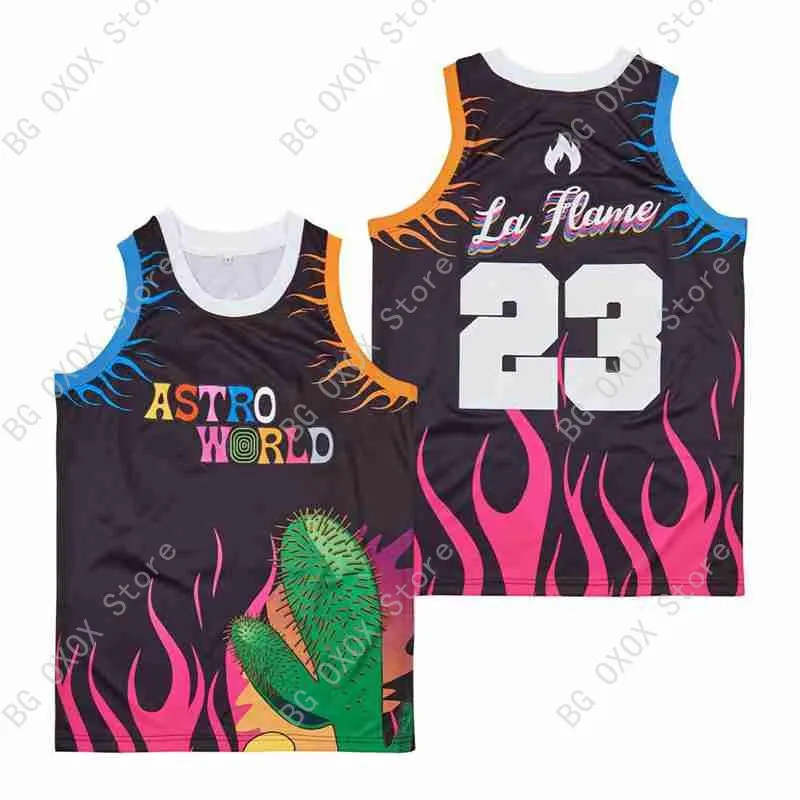 

Трикотажная спортивная одежда BG для баскетбола ASTRO WORLD 23 LA FLAME, с вышивкой, для улицы, в стиле хип-хоп, для лета, желтая, новинка 2022