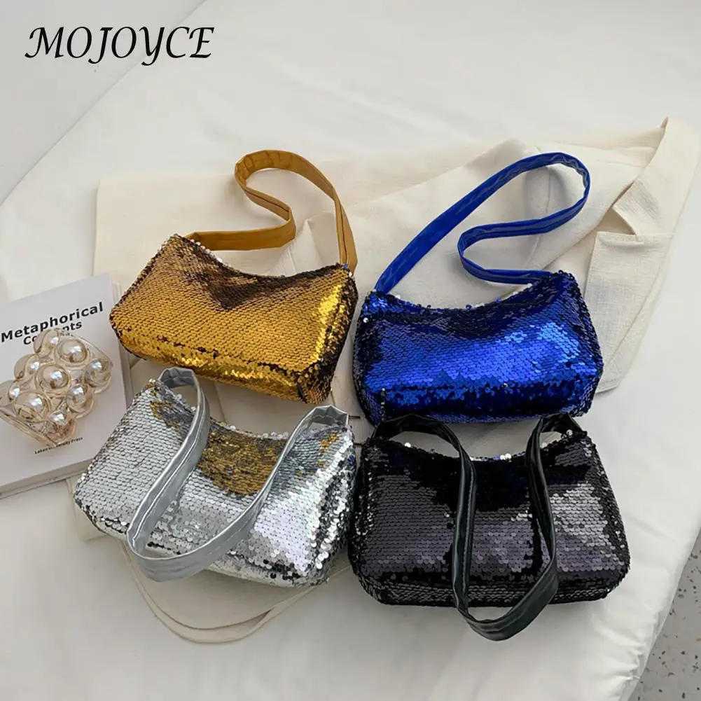 

Модная сумка с блестками для подмышек для женщин, блестящие повседневные сумки для покупок через плечо для путешествий, женские тоуты для п...