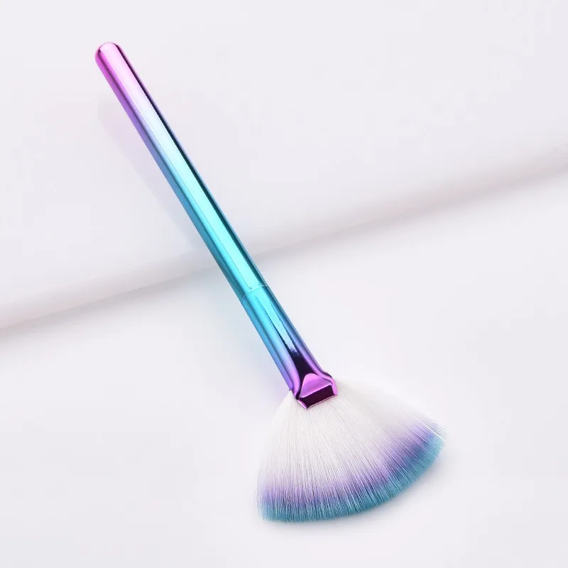 

1 Pc Makeup Brushes Blusher Powder Highlig Sculpting Brush Blush Blending Beauty Makeup Sector Brush Tool Blue Gradient