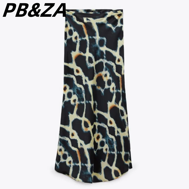 

PB&ZA 2023 New Women's Clothing Retro Slim Slim High Waist Tie-dye Long Skirt 2502/105 2502105