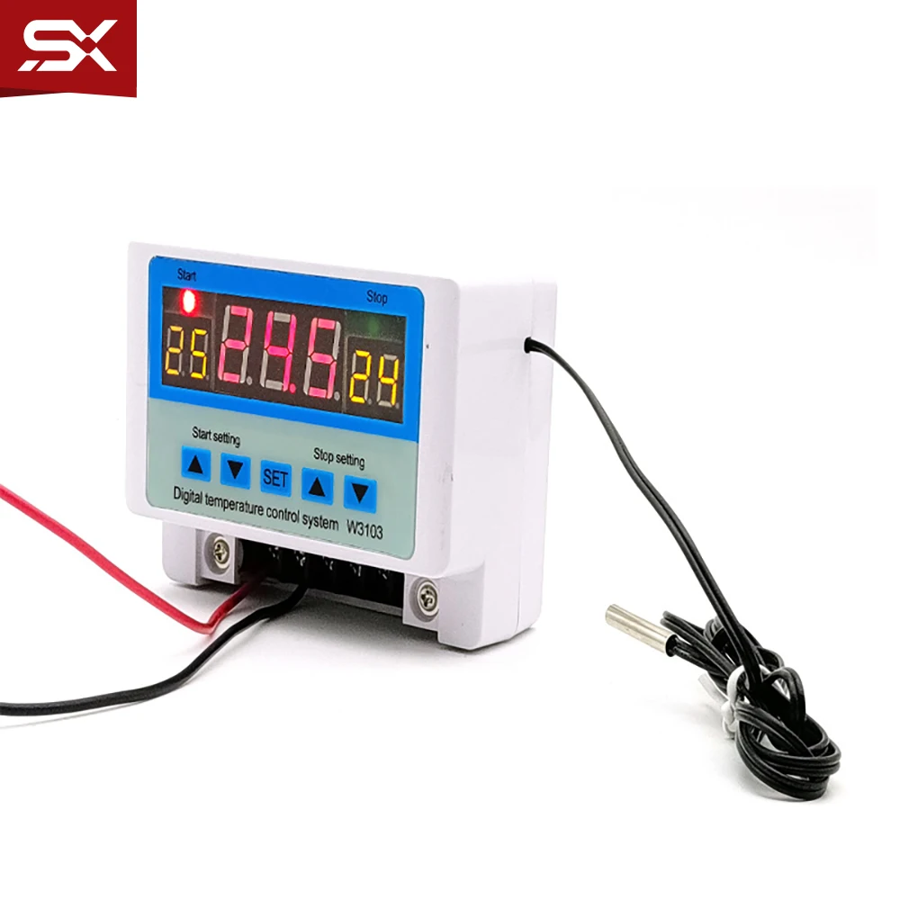 

Цифровой светодиодный термостат XH-W3103 Max 5000 Вт, 30 А, 110 В переменного тока, 220 В, 12 В, 24 В постоянного тока, регулятор температуры, тестер, термометр