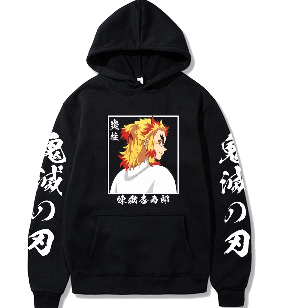 

Women Hoodies Anime Hoodie Demon Slayer Rengoku Kyoujuro Casual Loose Long Sleeves Pullovers Tops Male and Female