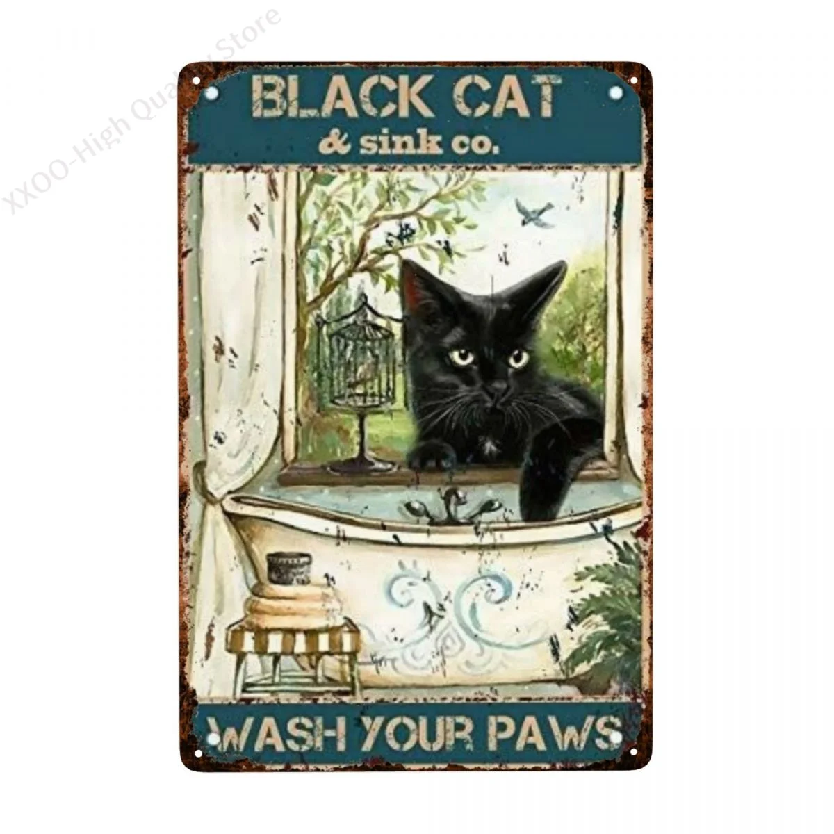 

Funny Cats - Vintage Metal Tin Sign Poster Plaque Wall Decor Cafe Art Deco Home Bar Garage Bistro Restaurant Door Wall Decor