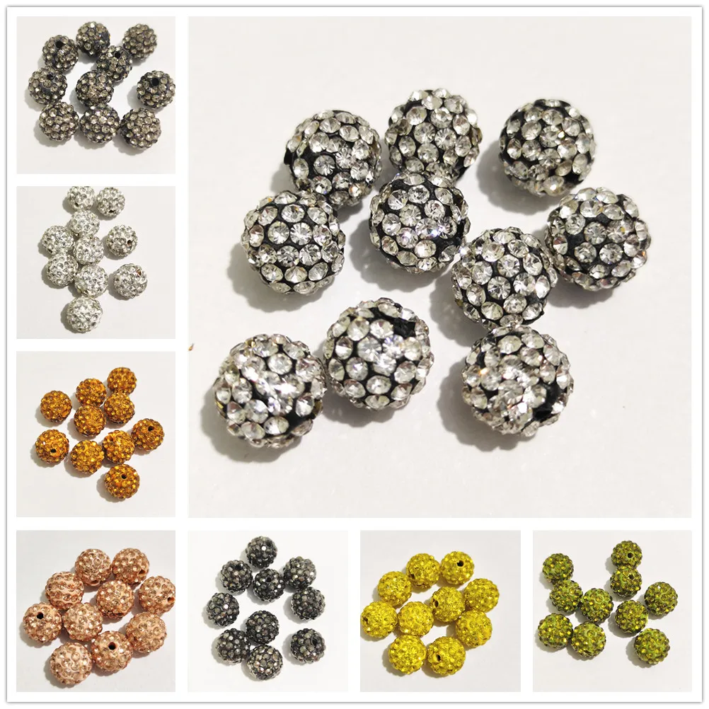 

33 Colors10mm Crystal Clay Paved Crystal Bead Clay Micro Pave Rhinestone Ball Beads DIY For Jewelry Making