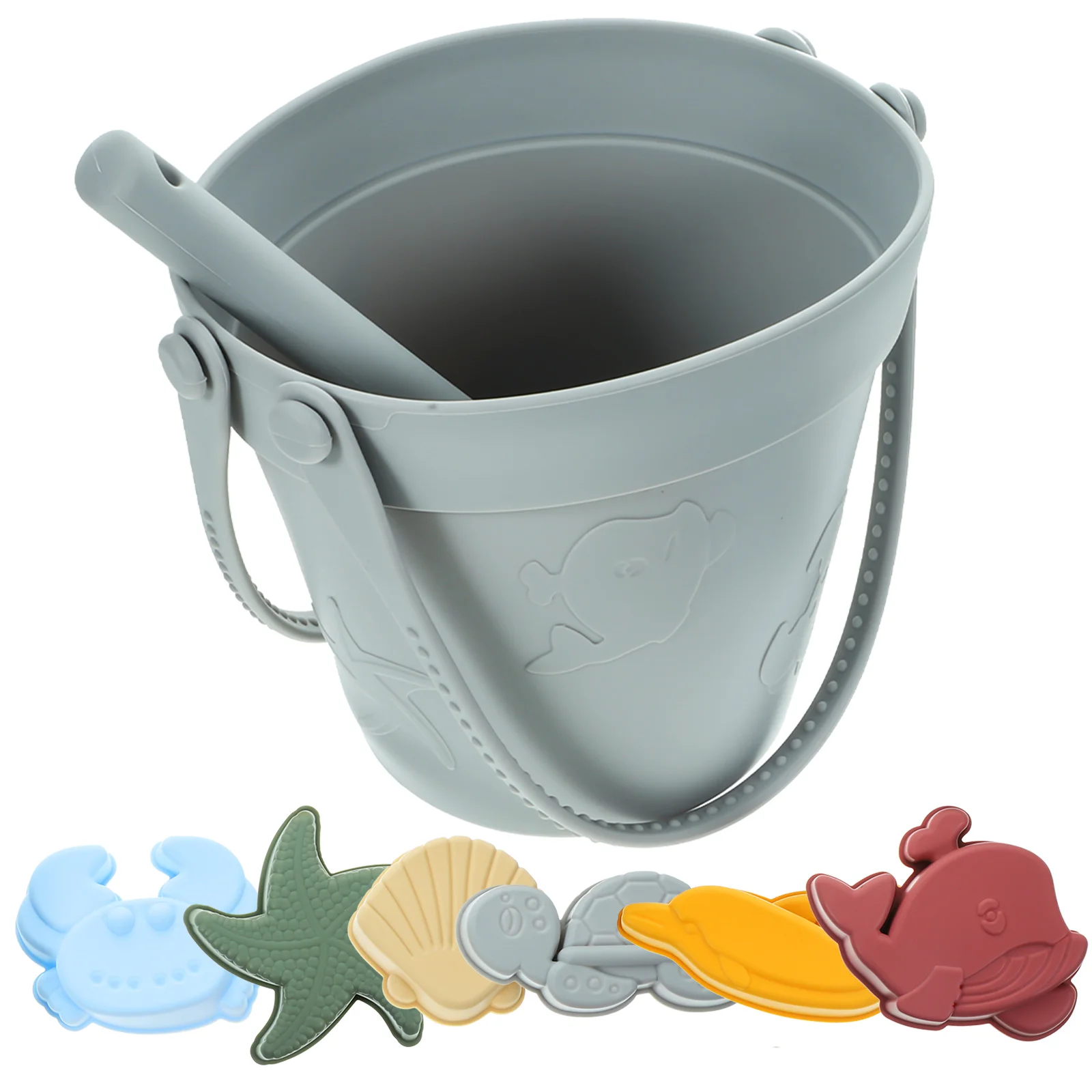 

Silicone Beach Toys Ocean Design Sand Portable Children Plaything Themed Bucket