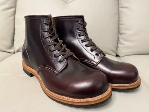 Мужские ботинки высокого качества, ботильоны на танкетке из коровьей кожи с круглым носком и рантом Goodyear, ботинки для инструментов