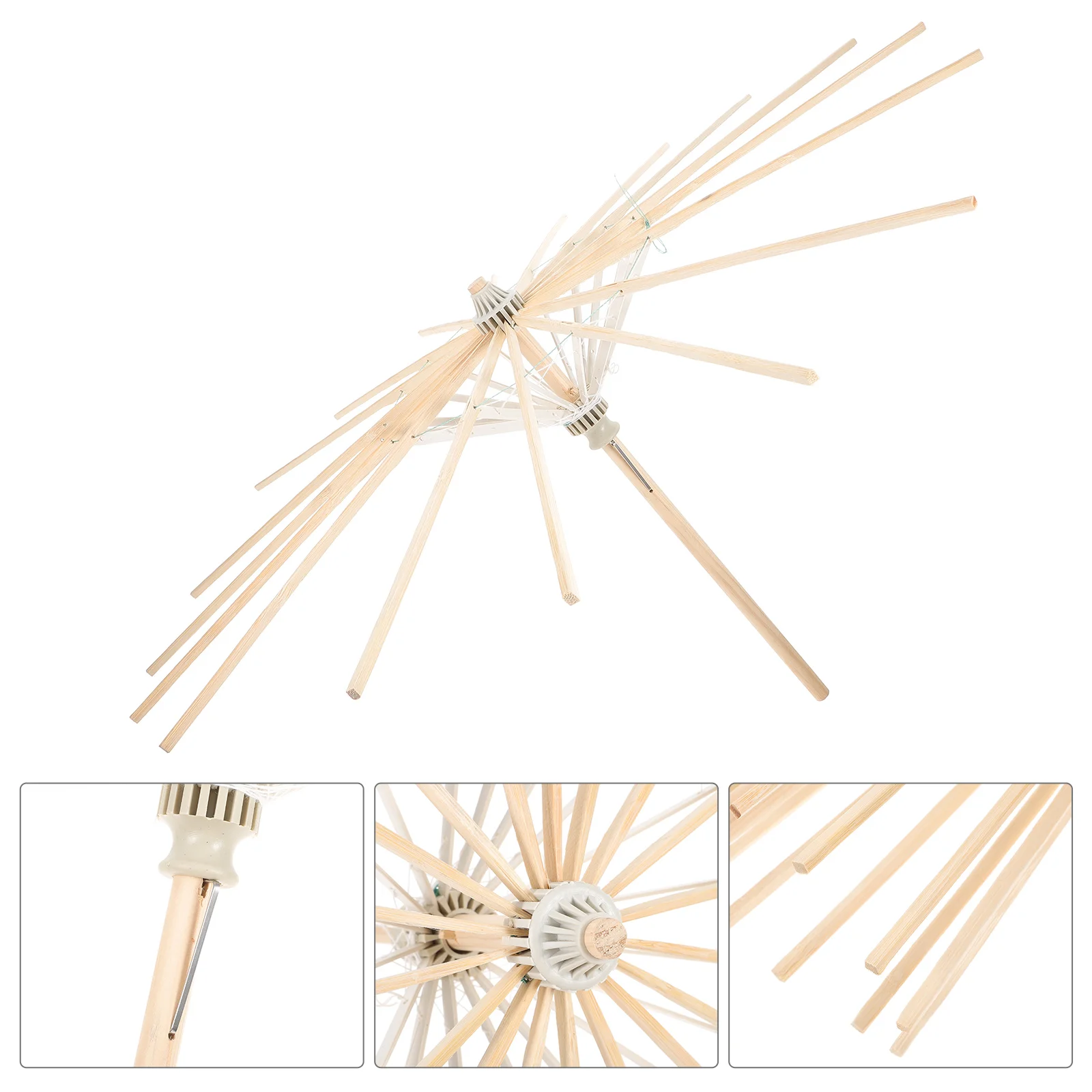 

2 Pcs Umbrella Making Supplies Handmade Paper Chinese Decor Craft Frame Kids Umbrellas Rain Decoration Wooden Holder