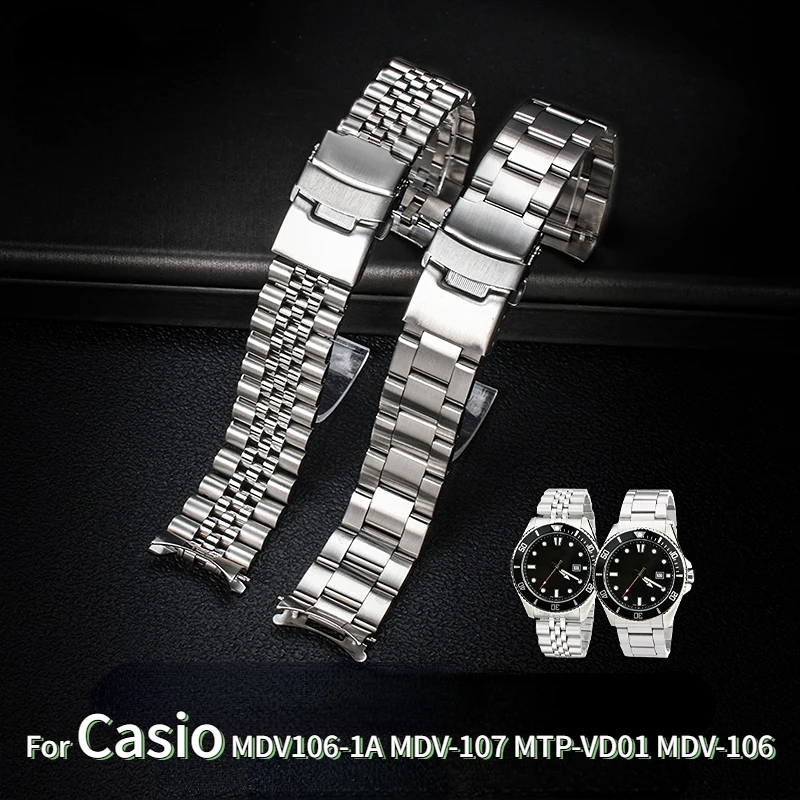 

For Casio MDV106-1A MDV-107 MTP-VD01 MDV-106D Strap Stainless Steel Wristband Metal Bracelet 20mm 22mm Replacement Watchband