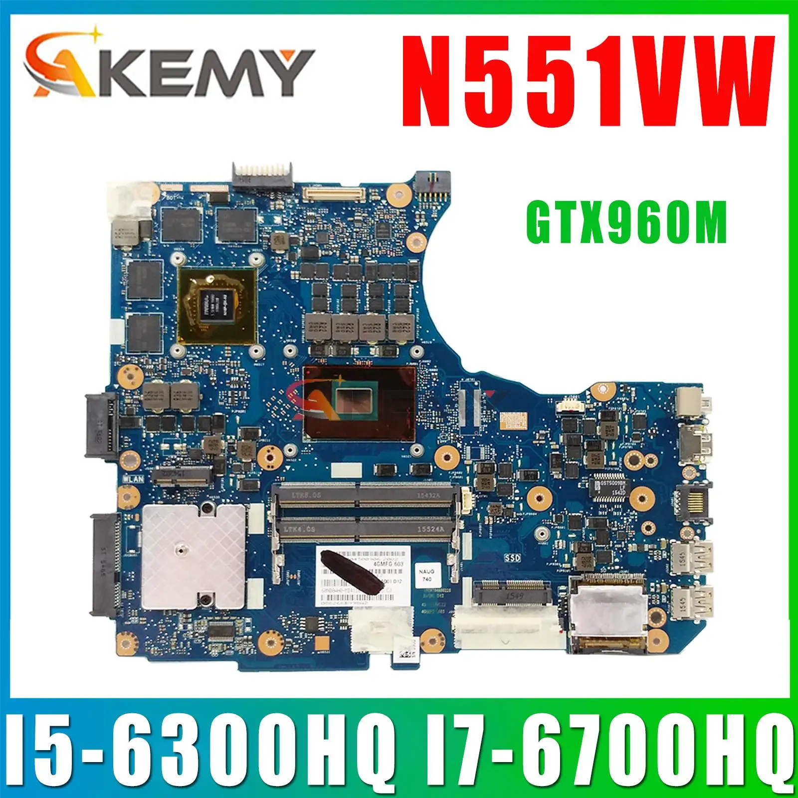 

G58V Notebook Mainboard For ASUS N551VW G551V G551VW FX551V FX551VW GL551VW N551V Laptop Motherboard I5-6300HQ I7-6700HQ GTX960M