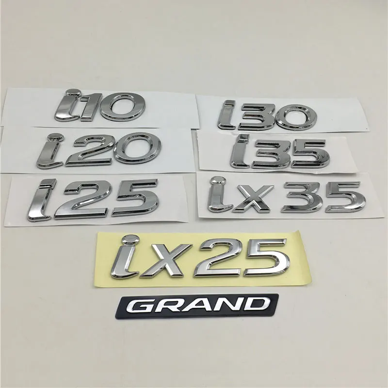 

For Hyundai Grand i10 i20 i25 i30 i35 ix25 ix35 Emblem Logo Rear Trunk Tail Nameplate Car Stickers