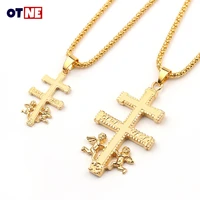 gold catholic caravaca crucifix orthodox russia cross necklace pendant with cherub angel best christian necklaces for men