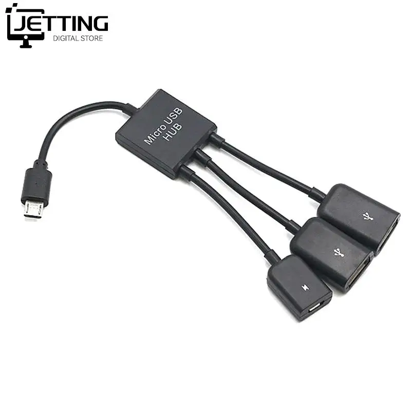 3 In 1 Micro USB Type C HUB Male To Female Double USB 2.0 Host OTG Adapter Cable For Smartphone Computer Tablet 3 Port