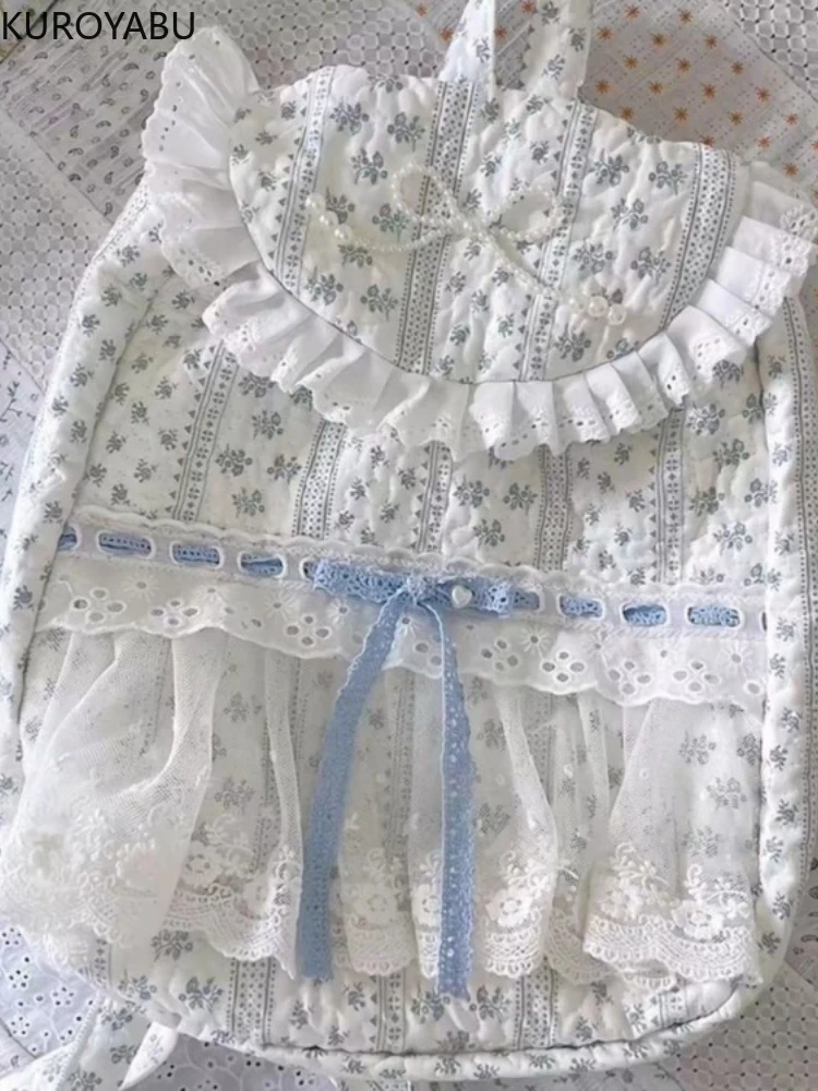 Женские рюкзаки с цветочным принтом вместительные школьные бантом Y2k модный