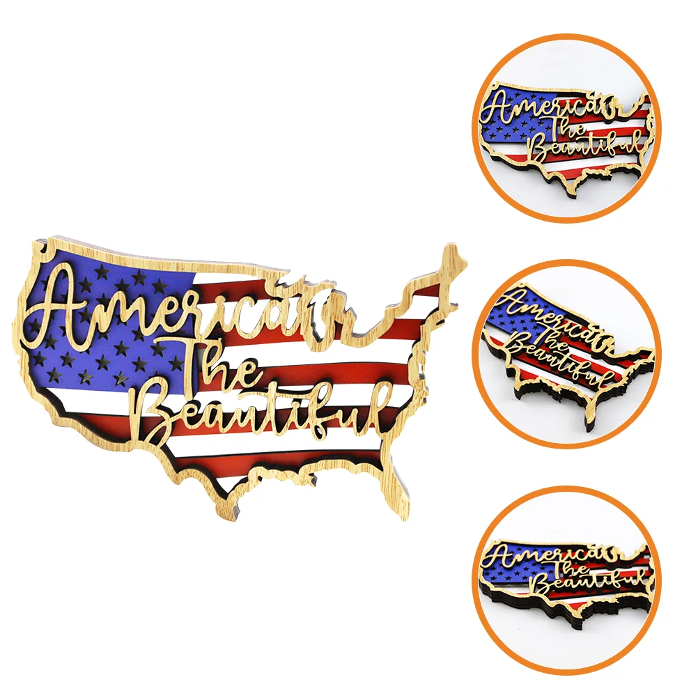 

Patriotic Wooden American Flag Independence Day Desk Decor for Home Office Cafe