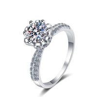new sterling silver ring womens 1 carat moissanite petal six prong diamond ring