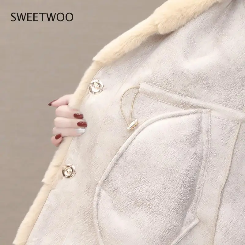 2022 New Women Winter Thick Loose Warm Outwear Plush Hooded Jacket Female Women Faux Mink Velvet Luxury Mink Fur Coats Slim Tide