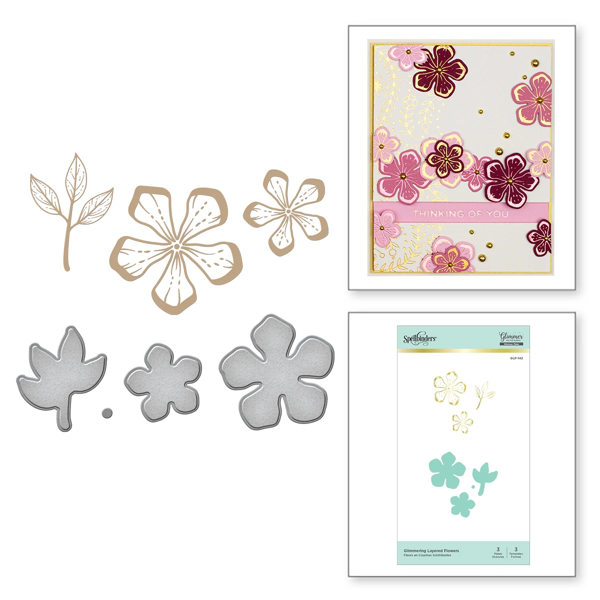 

Glimmering Layered Flowers Dies And Hot Foil Scrapbook Diary Decoration Embossing Template DIY Greeting Card Handmade 2022