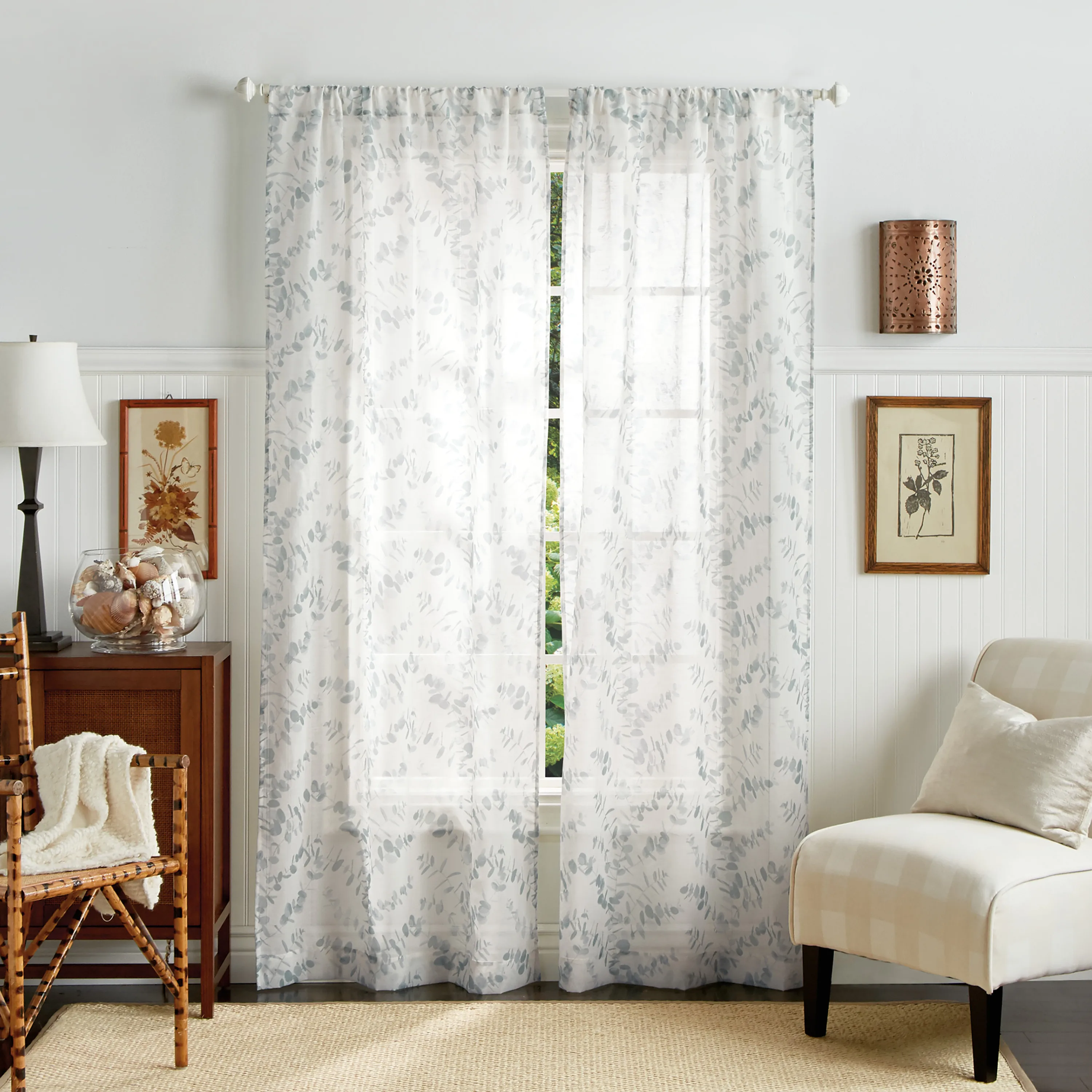 

Eucalyptus 84" Sheer Poletop Panels, Grey, Polyester, Linen (Set of Two)