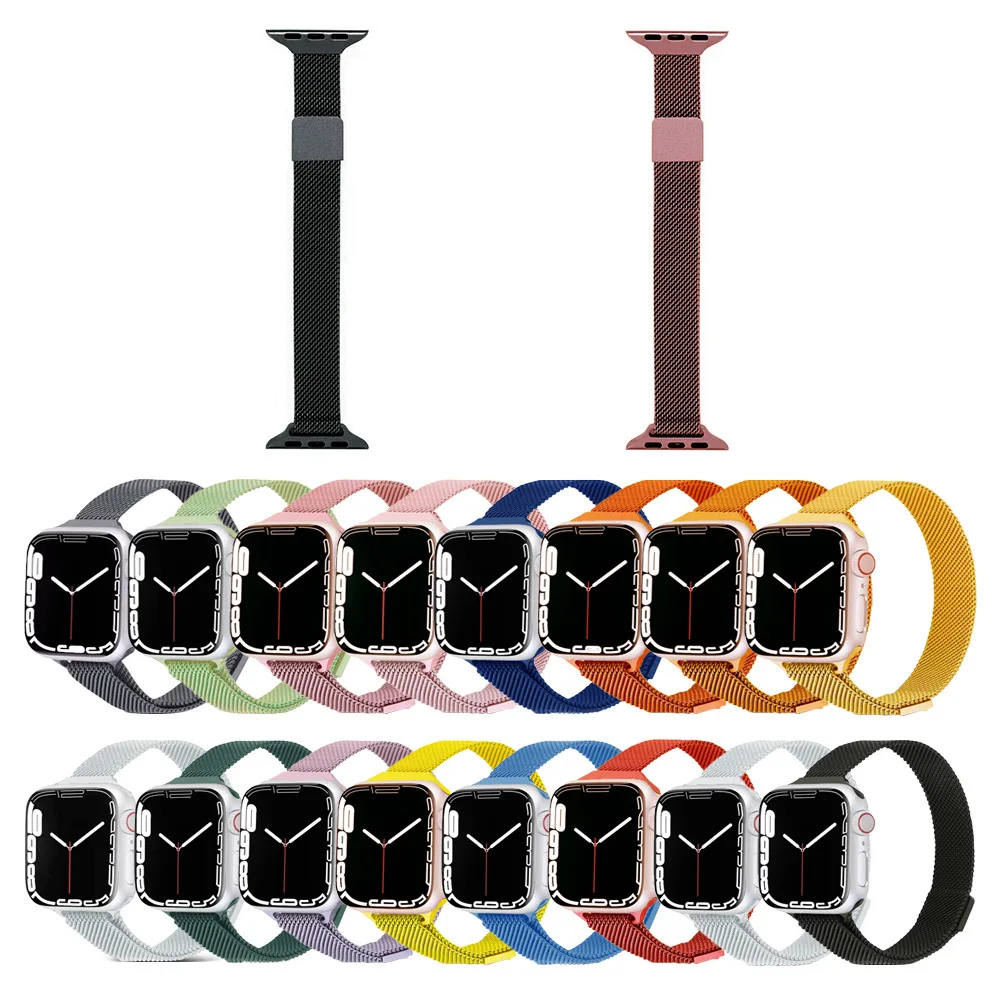 Metal magnetic suction small waist Milan style For Apple Watch  44mm 40mm 45mm 42mm 41mm 38mm Milanese Loop Bracelet iWatch