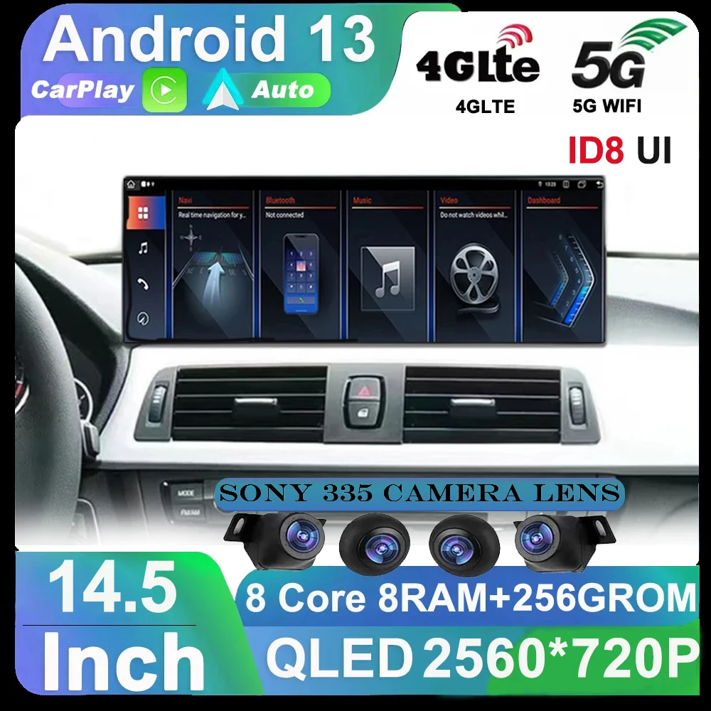 14 5 &quotAndroid 13 Auto CarPlay для BMW 3 4 серии F30 F31 F32 F33 F34 F36 NBT EVO ID8 Радио Автомобильный
