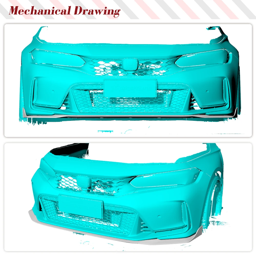 Передний бампер автомобиля для Honda Civic Type R 11th 2022 2023 передний спойлер из