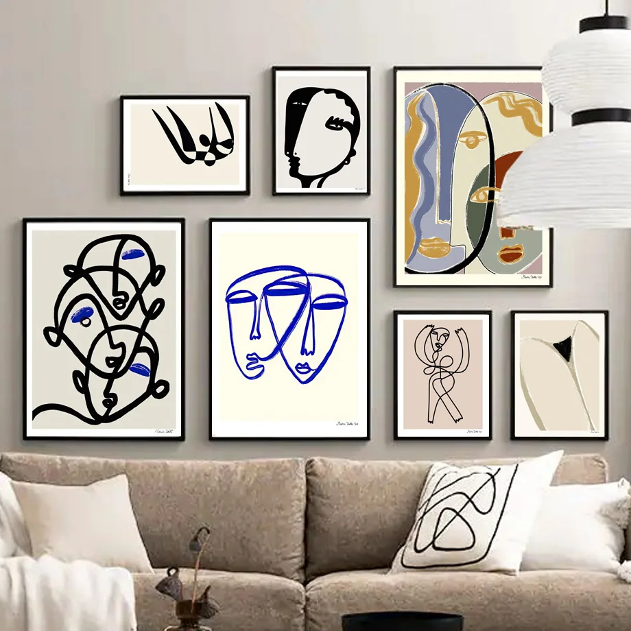 

Minimalist Woman Face Lines Picasso Style Wall Art Canvas Painting Nordic Posters And Prints Wall Pictures For Living Room Decor