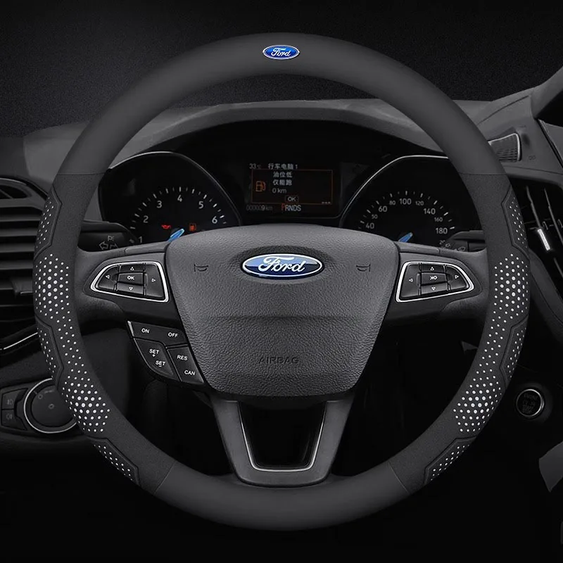 

Автомобильный замшевый кожаный чехол на руль из углеродного волокна для Ford Mondeo Focus Raptor Puma Edge Explorer Ecosport Ranger Fusion Kuga